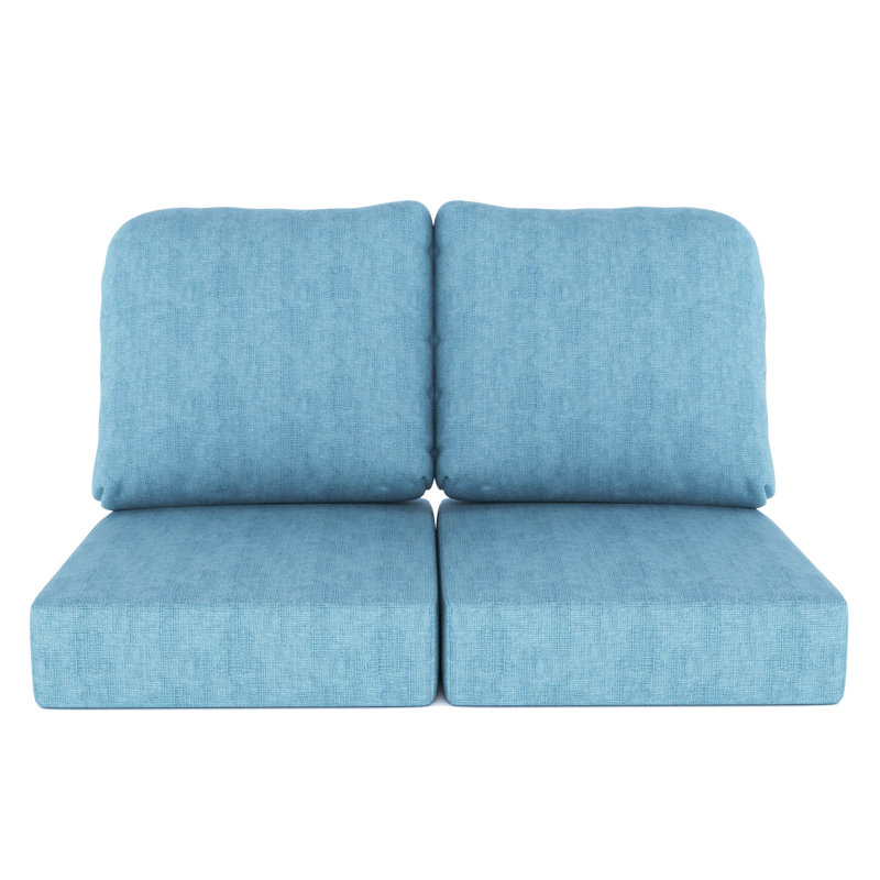 Amala Sunbrella® Indoor/Outdoor Loveseat Cushion, Cast Horizon Sunbrella® Plainweave