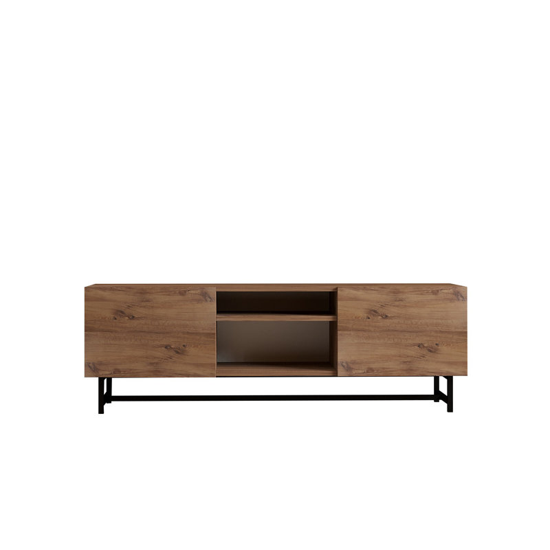 Modern TV Stand with Metal Legs, Atlantic Pine Finish, 59.1 x 19.7 x 15.7 inches | 100% Melamine Coated Particle Board, Thickness: 0.7 inches | Stylish Industrial Design, Perfect for Living Room & Entertainment Spaces