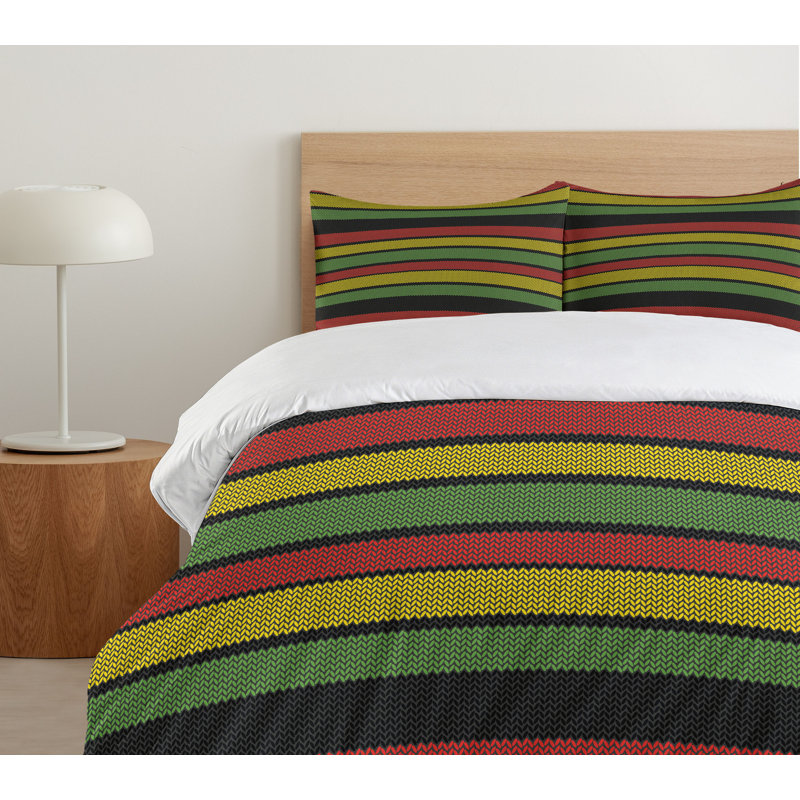 King Size Multicolor Knitted Effect Duvet Cover Set