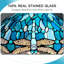 Lampe de table libellule bleue de style Tiffany, l 16 po x H 24 po avec chaîne en verre coloré antique