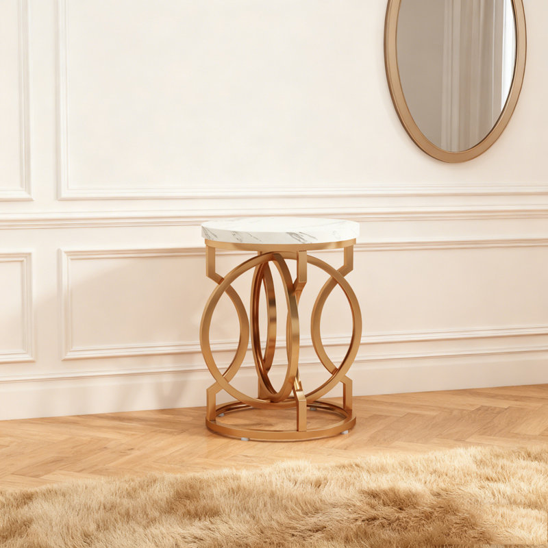 Table de chevet moderne avec plateau en faux marbre