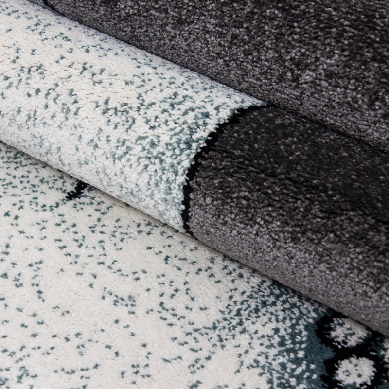 Legrand Hooked Blue/Grey Rug, Round 120cm