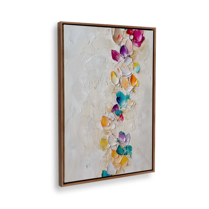 Pétales en fleurs, H 30,75 po x l 20,75 po, Noyer, Cadre flottant