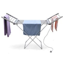 Foldable Clothes Airer 20 Bars Winged Electric Heated Clothes Drying Rack  Towel Warmer X-Legs Indoor Home Horse Rack Electric Dryer, 230W