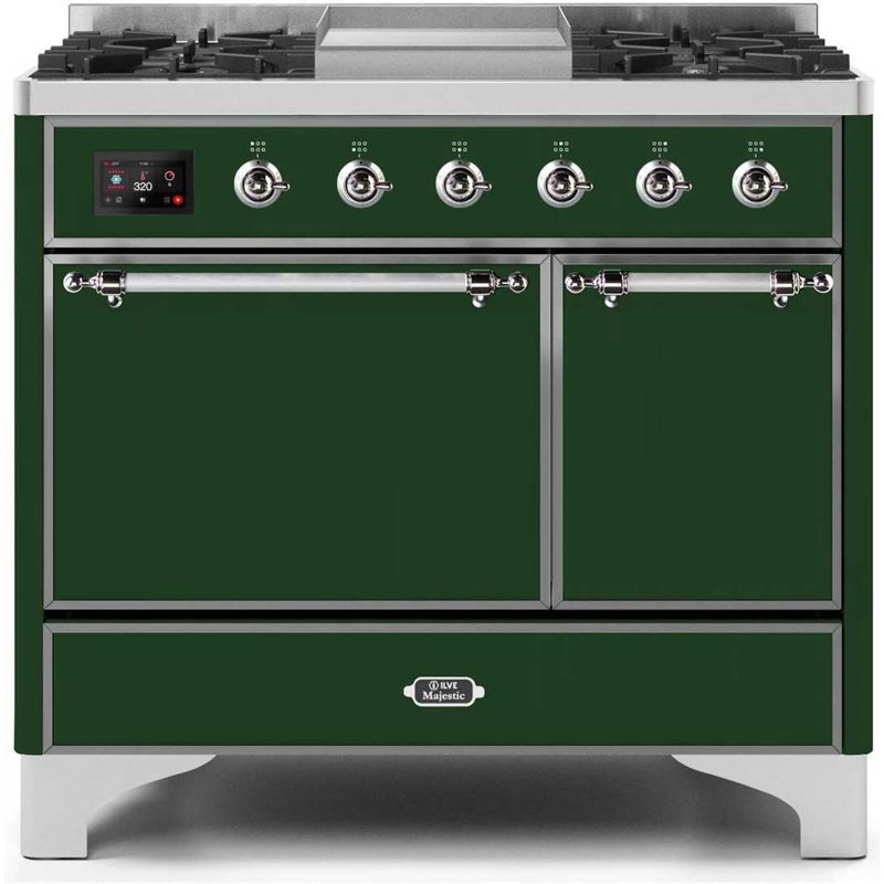 ILVE Majestic II 40 in Dual Fuel Range, Blue Gray/Chrome, Liquid Propane