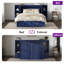 Lit escamotable complet Wilkinson Farmhouse avec tables de chevet, 3 tiroirs de rangement et station de charge, bleu marine-2085366909-2085366908