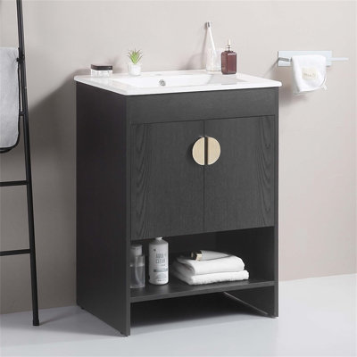 Meuble-lavabo simple mural 23,6 po avec plateau en céramique Talanna