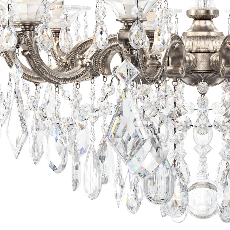 La Scala 10 - Light Crystal Chandelier, Antique Silver, Handcut Clear