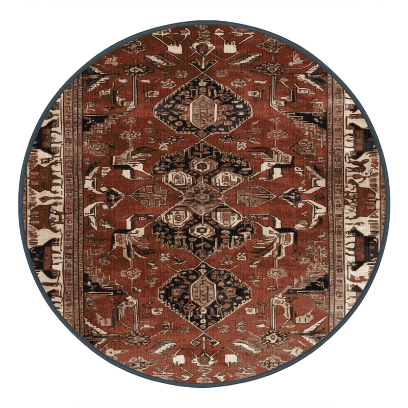 Tapis brun lavable à la machine, Rond 3 pi