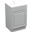Meuble-lavabo de 50 cm (20 po) avec lavabo en céramique lisse, gris, cadre peint, protection anti-débordement en métal, charnières à fermeture douce antirouille, deux étagères de rangement, ensemble d'assemblage complet.