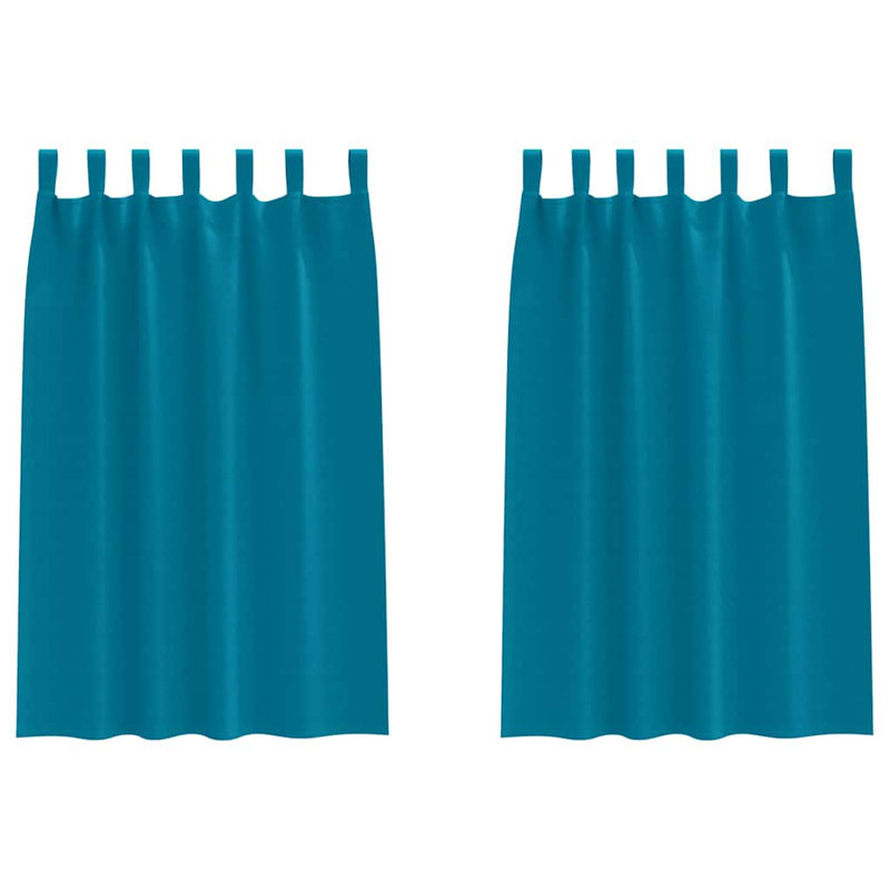 Curtains With Curtains 2 Pcs Polyester, Turquoise, 175cm Width x 140cm Drop