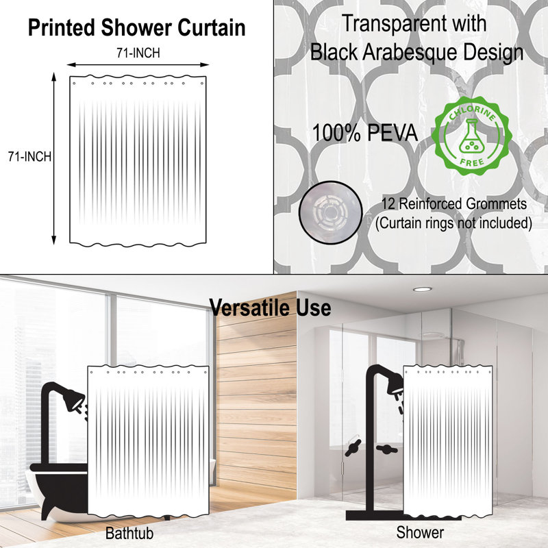 Rideau de douche abstrait en peva transparent