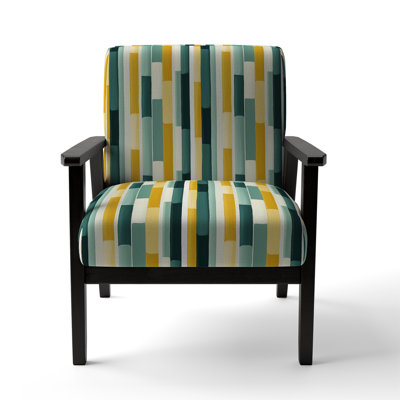 Motif rayé jaune et vert Jungle - Fauteuil rembourré moderne, fauteuil d'appoint vert