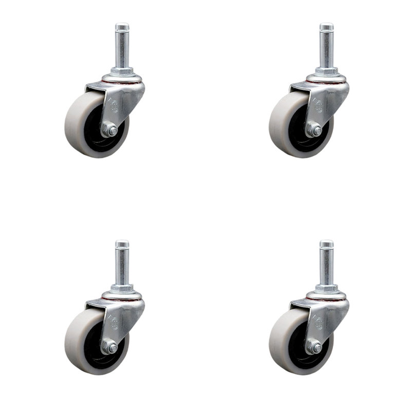 2 Inch Thermoplastic Rubber Wheel 1-3/8 Grip Ring Stem Caster Set of 4 SCC