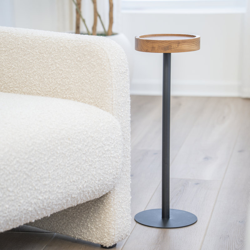 Round Side Table, White Oak, Black