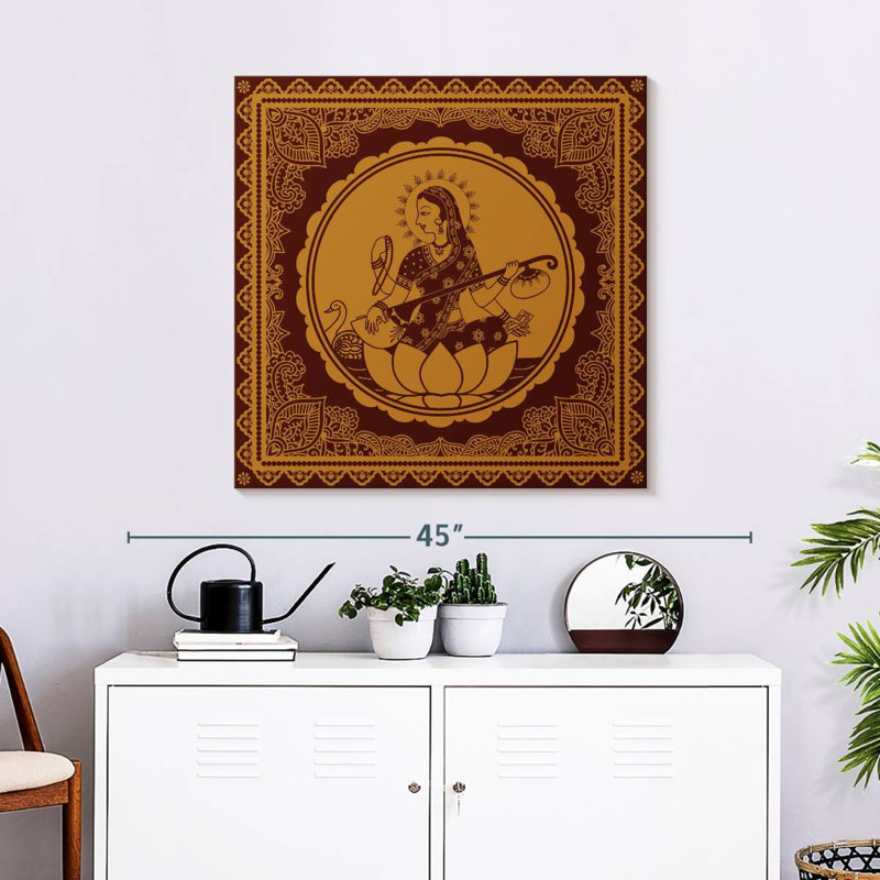 Javetta Hindu Goddess Sarasvati, 30" H x 30" W