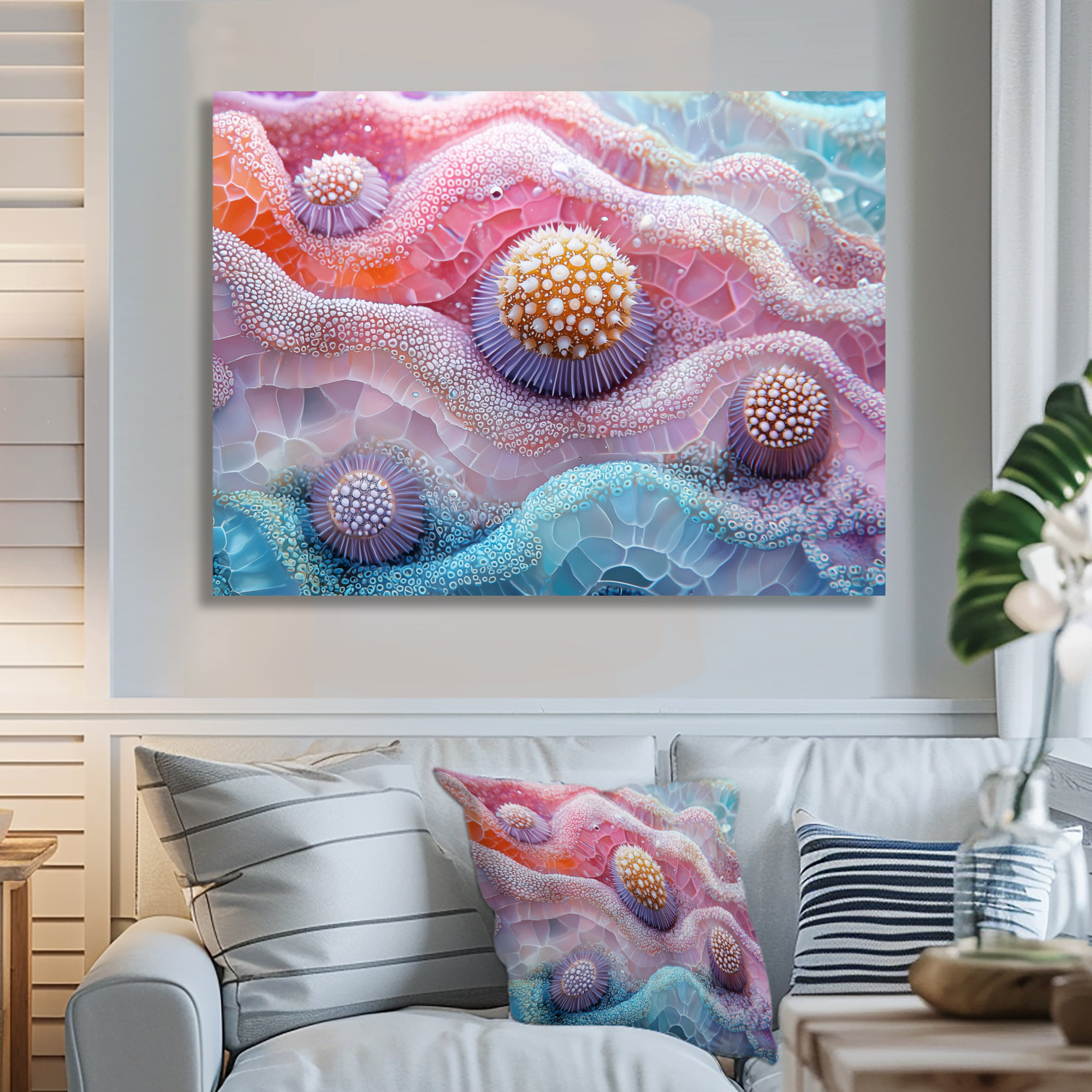 Beachcrest Home™ Colorful Sea Urchin And Lavender Coral - Sea Urchin