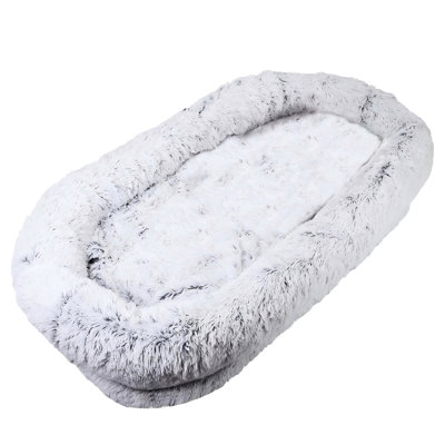 71''X45''x14'' Bed With Washable Faux Fur For Humans And Pets To Doze Off, Grey Appearance Human Dog In Size People Off Relax Pets, Color