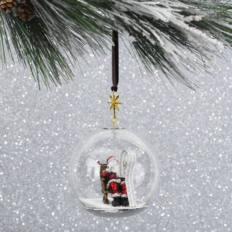 Santa Snow Globe 6'' Handmade Glass Christmas Ball Ornament
