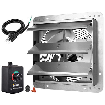 iPower Shutter Exhaust Fan Aluminum With Speed Controller And Power Cord Kit ,High Speed