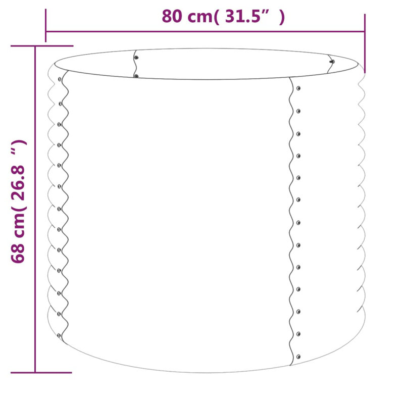 Garden Raised Bed Powder-coated Steel, 26.77" H x 31.50" W x 31.50" D, Anthracite