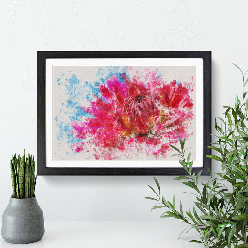 The Pink Flower - Picture Frame Graphic Art, 36cm H x 48cm W x 2cm D, Black Framed