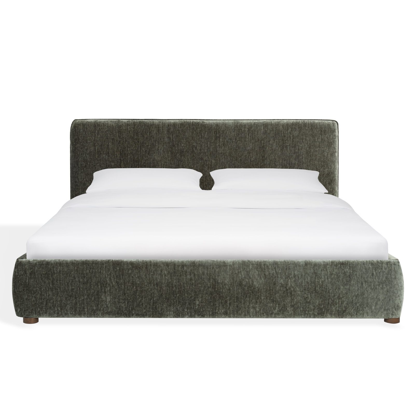 Callahan Upholstered Bed, King, Dark Green Chenille