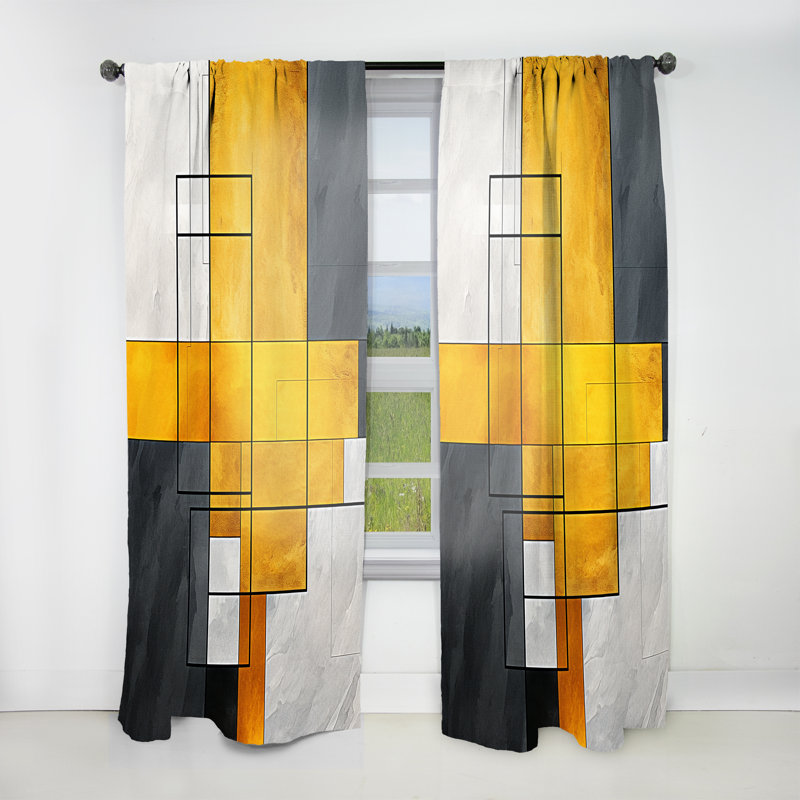 Karas - Rideau obscurcissant en velours géométrique abstrait - 1 panneau, L 52 po x L 120 po