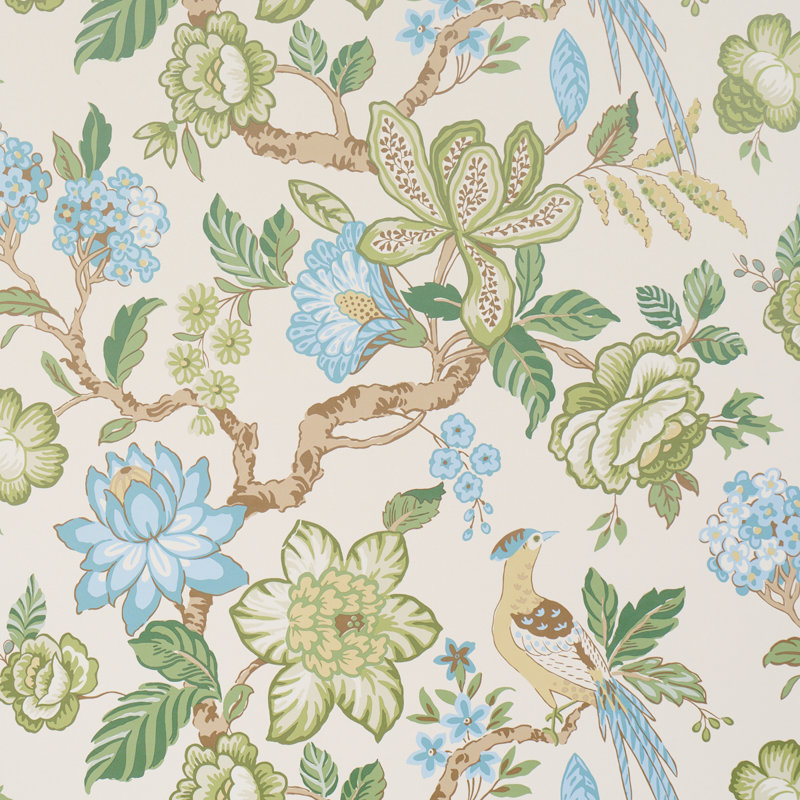 Huntington Floral Paper Wallpaper Roll by Timothy Corrigan, Paradis