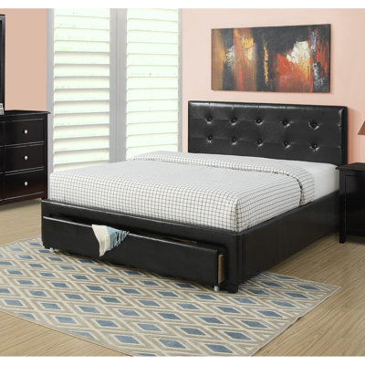Bedroom Furniture Black Storage Under Bed Queen Size Bed Faux Leather Upholstered -  Red Barrel Studio®, C15843FB88214FF7BA2DEA7ED84B1D66