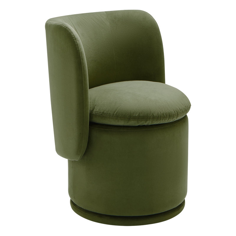 Adrielle Swivel Upholstered Barrel Chair, Performance Velvet Bella Forest
