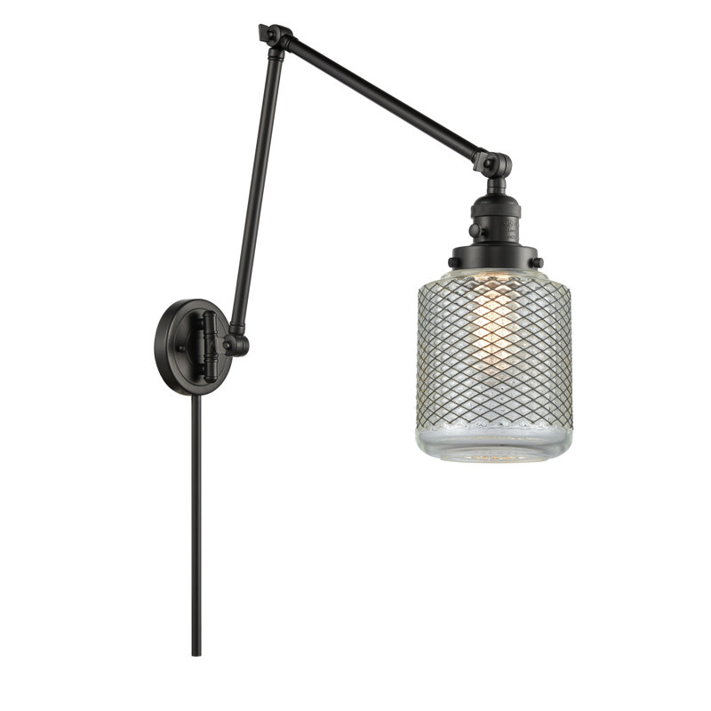 Bras pivotant à 1 lumière à intensité variable Iyana, Ampoule incandescente rétro de 60 watts, Noir mat