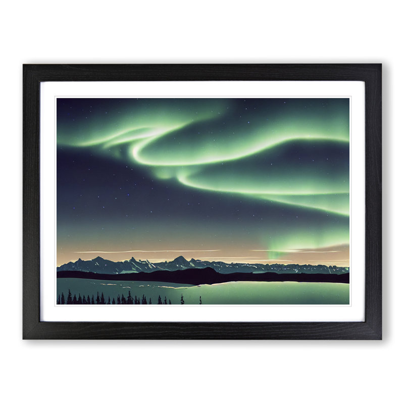 Extraordinary Aurora Borealis - Single Picture Frame Print, 25cm H x 34cm W x 2cm D, Black