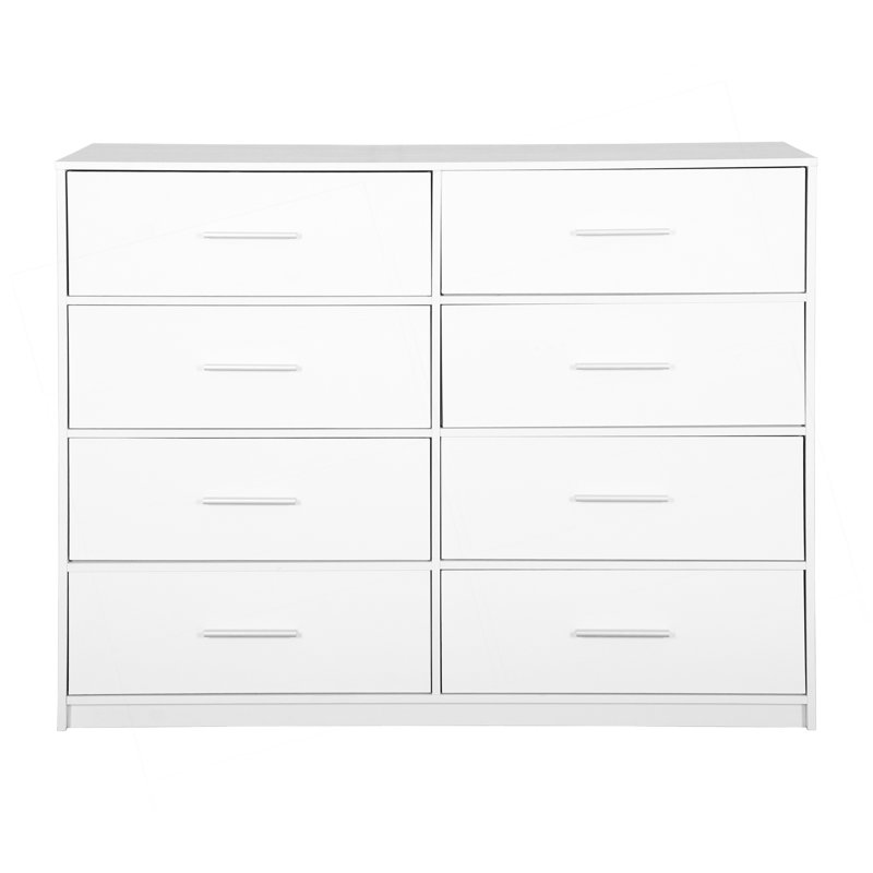 8-Drawer Dresser With Large Fabric Drawers, Silver, White