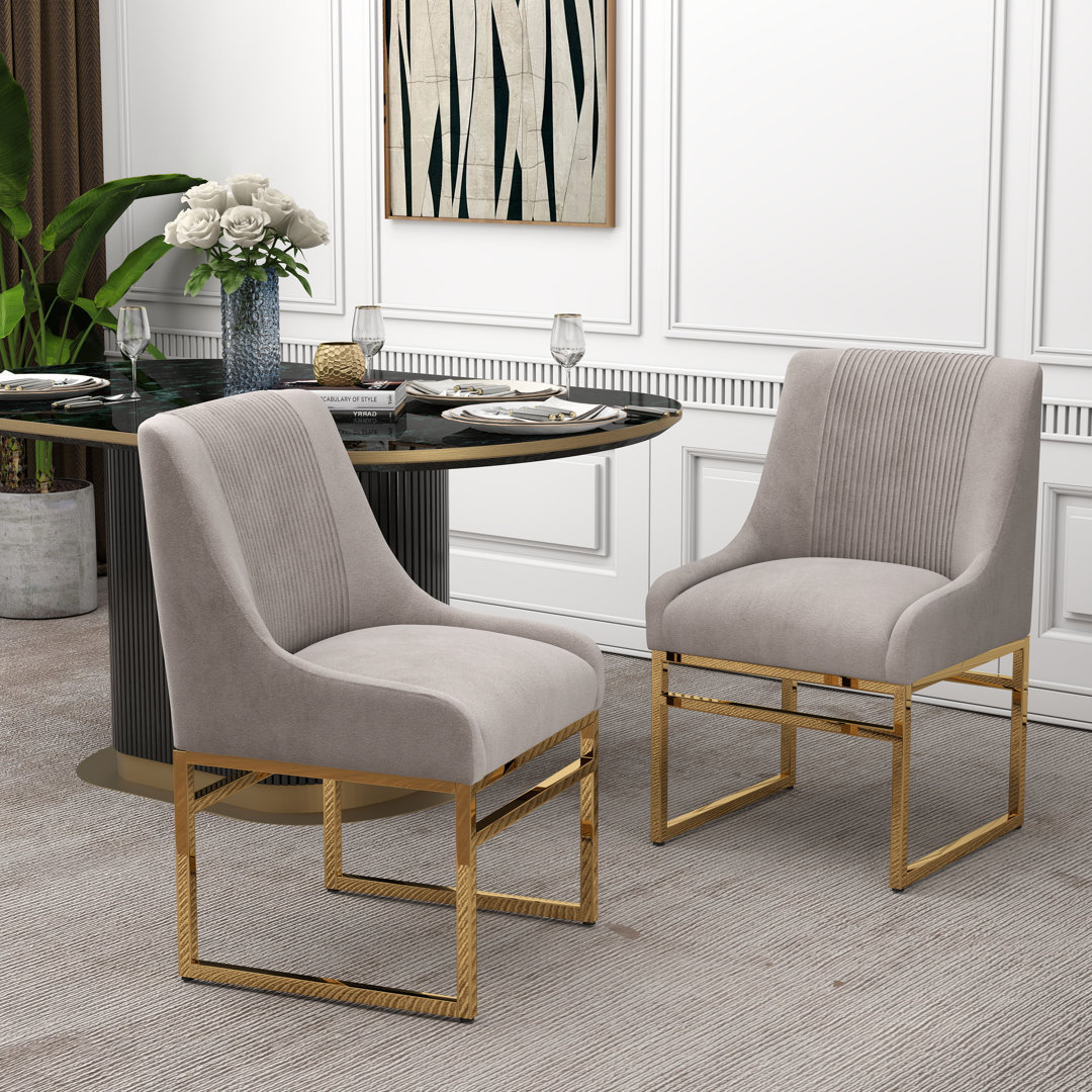 Zanthia 19'' H Tufted Velvet Upholstered Side Chair (Set of 2) Everly Quinn Upholstery