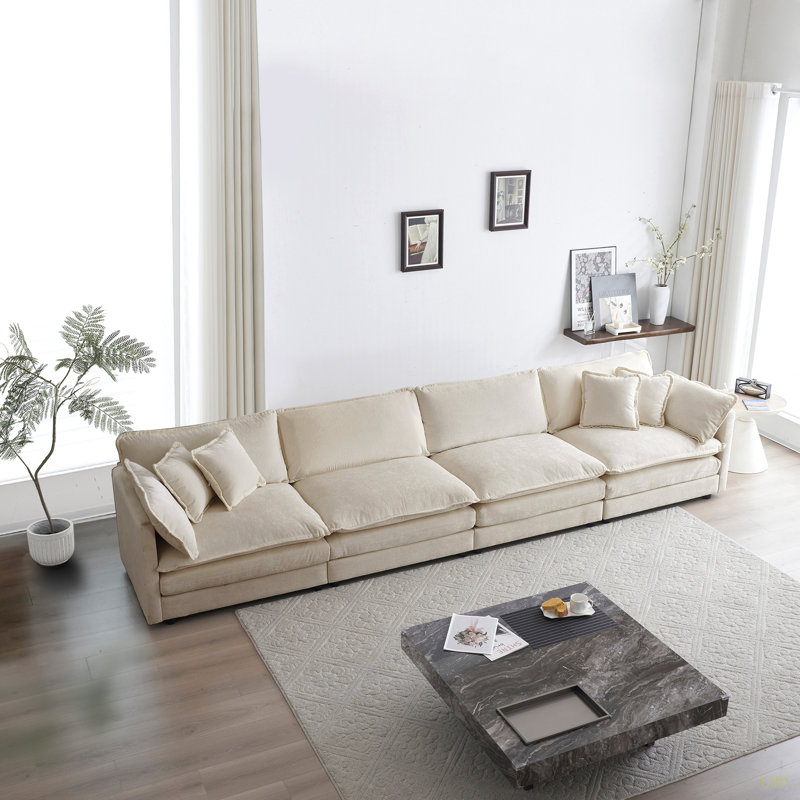 Canapé modulaire Free Free, canapé modulaire 4 places, tissu chenille confortable, canapé modulaire Chenille