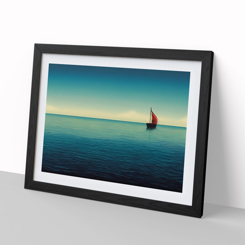 Solo Sailing Boat Vol.1 - Framed Print, Black, 46cm H x 64cm W x 2cm D