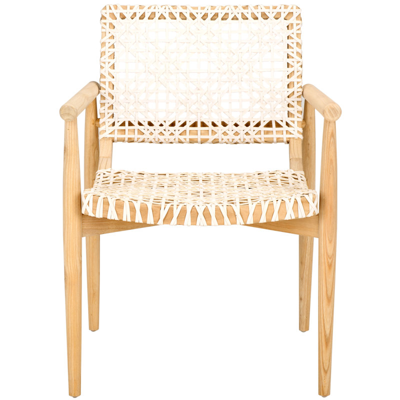 Joshelin Leather Armchair, White Genuine Leather, Natural