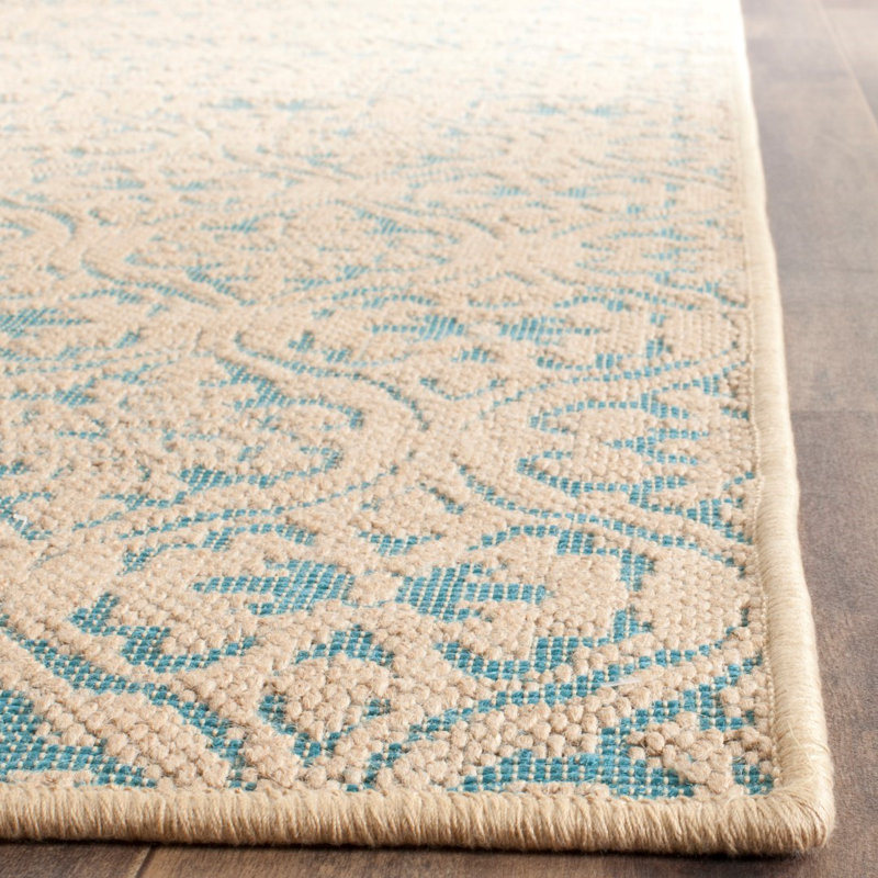 Tapis brun / bleu à tissage plat fabriqué à la main Andressa, Rectangle 8 pi x 11 pi