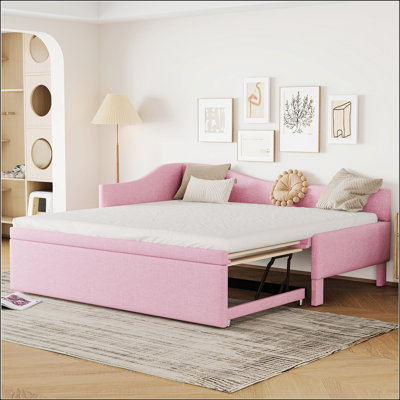 Twin Size Upholstered L-Shaped Daybed With Pop Up Trundle, Perfect For Guest Rooms And Space-Saving Solutions