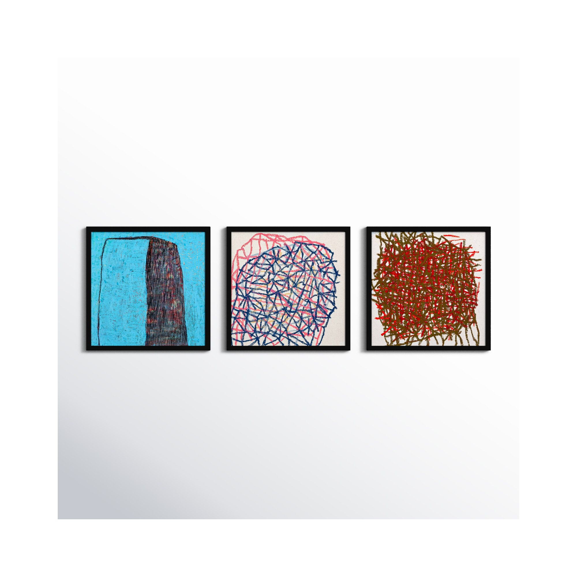 Tangle. Set Of 3 by Stephanie Dennis, Black, 30" H x 90" W  x 1.25" D