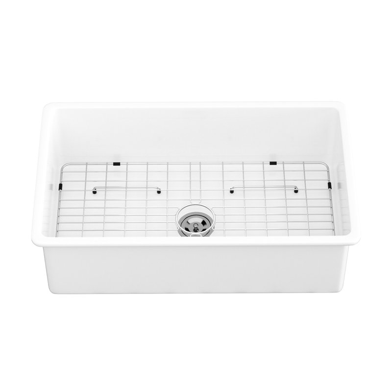 Évier de lavabo en céramique 32 "- blanc, à rayures pour une utilisation de cuisine avec un look classique