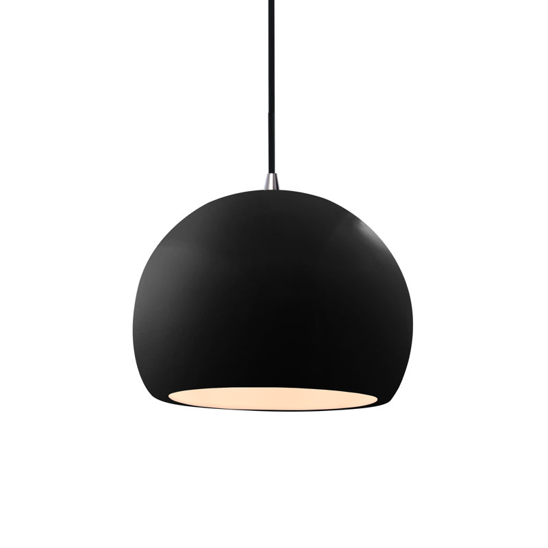 Luminaire suspendu à 1 lumière Aschwin, H 6 po x l 7 po x P 7 po, Noir brillant, Nickel brossé