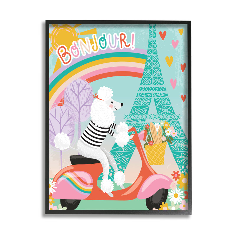 Tour à canons Bonjour Eifel, H 14 po x l 11 po x P 1,5 po, Giclée encadrée noir minuit