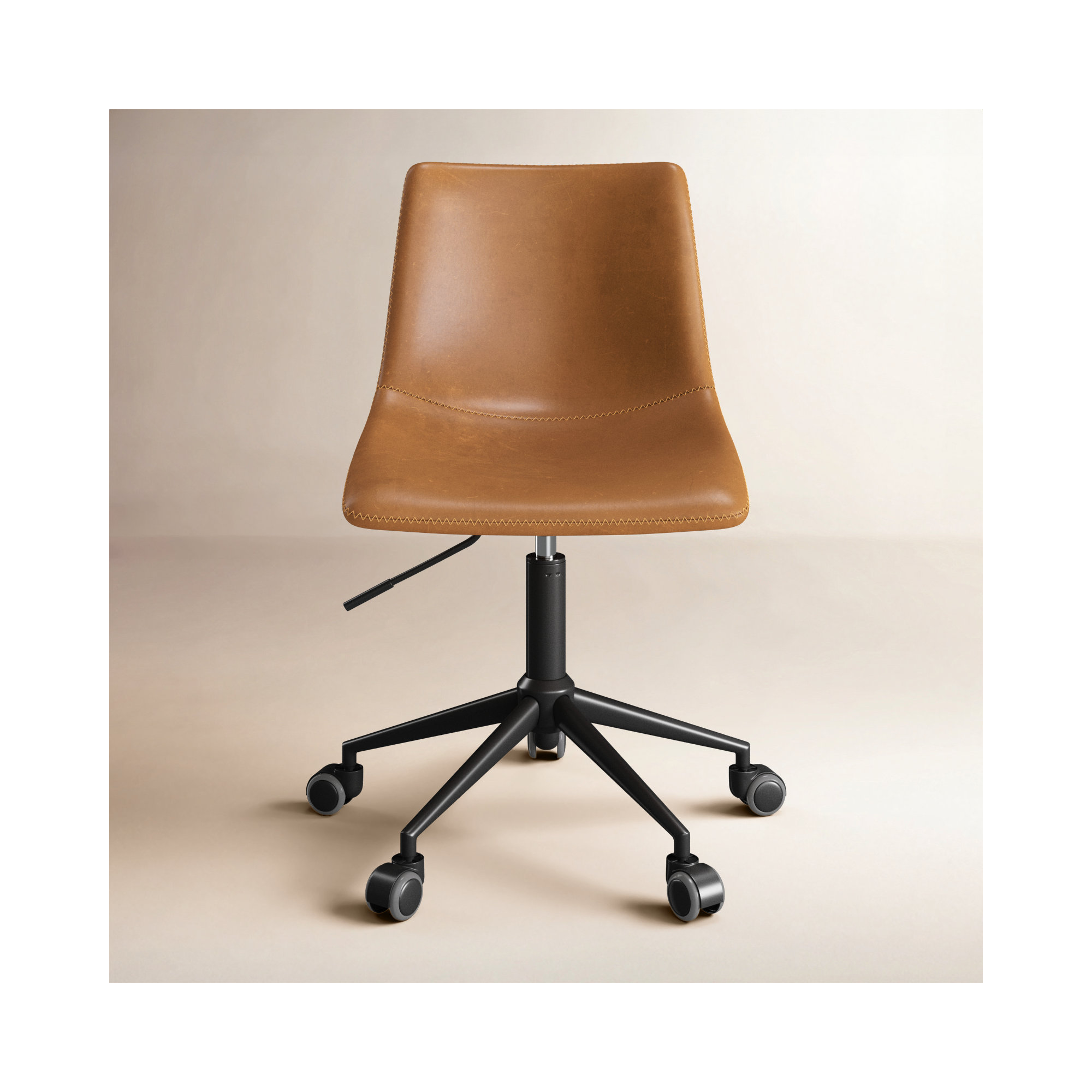 Bela Vegan Leather Task Chair, Tan Genuine Leather