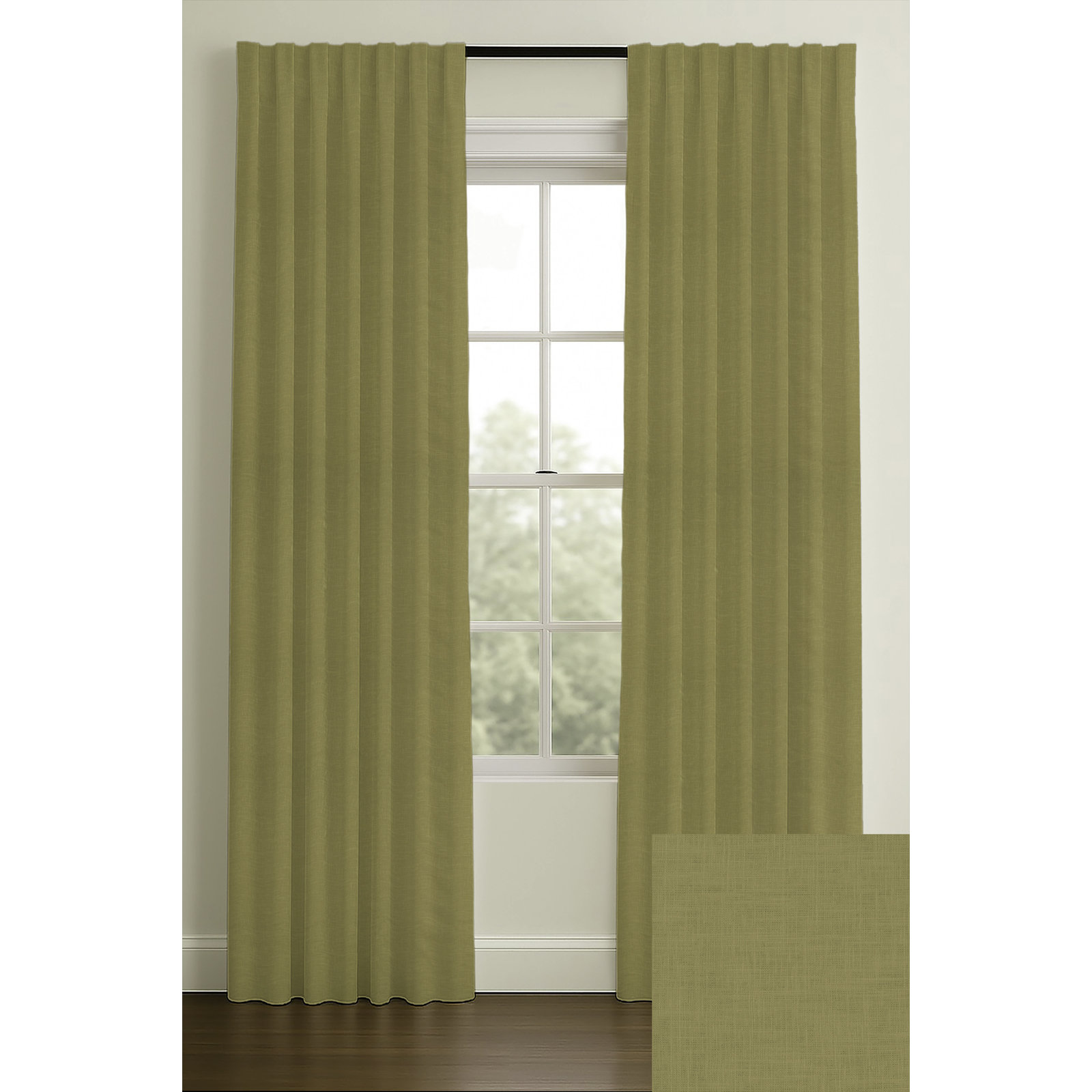 108" Rod Pocket/Back Tab Single Lining Varenna Basil, Blackout, Rod Pocket, 50" W x 96" L