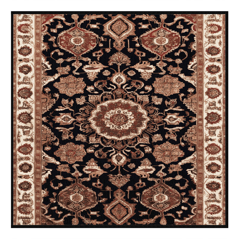 Machine Washable Persian Brown Area Rug, Square 3'