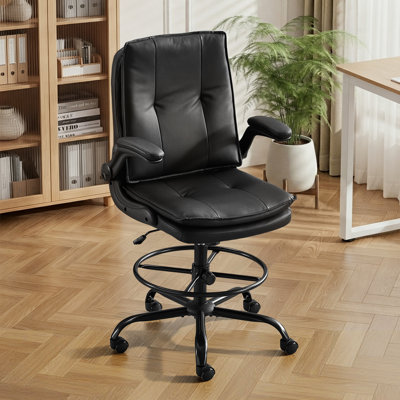 Ebern Designs Vinyl and Polyurethane Drafting Chair