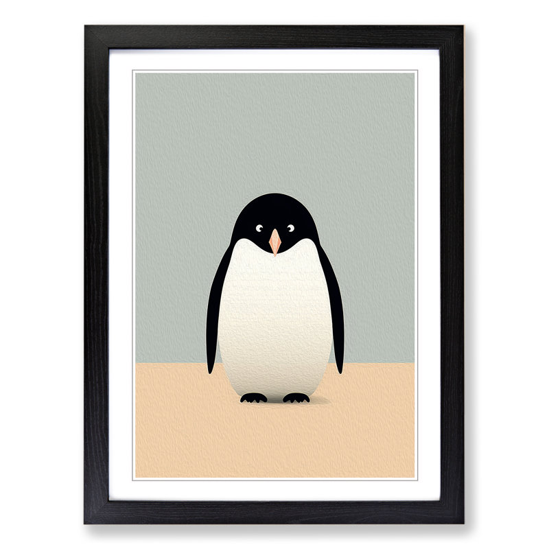 Penguin Minimalism - Framed Print, 34cm H x 25cm W, Black Framed