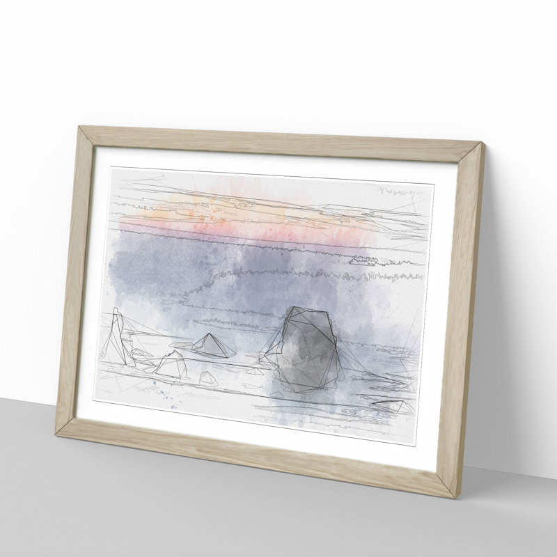 Beach in Bandon - Picture Frame Painting Print, 36cm H x 48cm W x 2cm D, Oak Framed